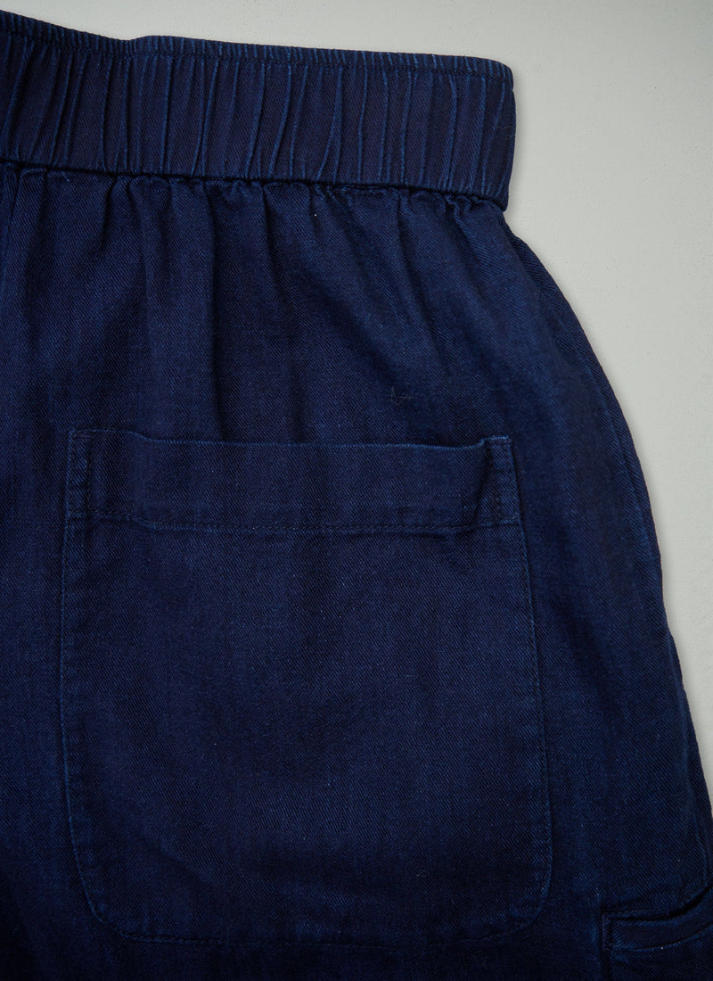 Reworn Cotton Twill Wide Leg Trousers Size M (1681) | Indigo