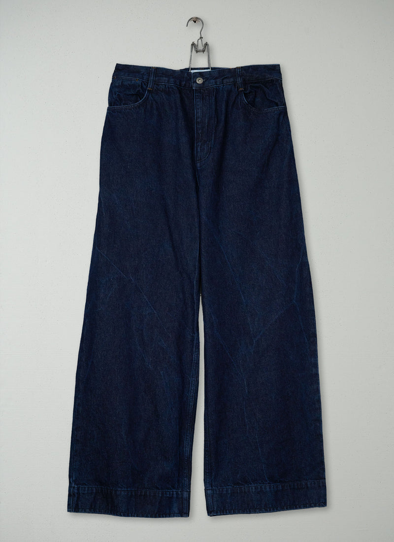 Reworn Wide Leg Denim Trousers Size 14 (1391) | Indigo