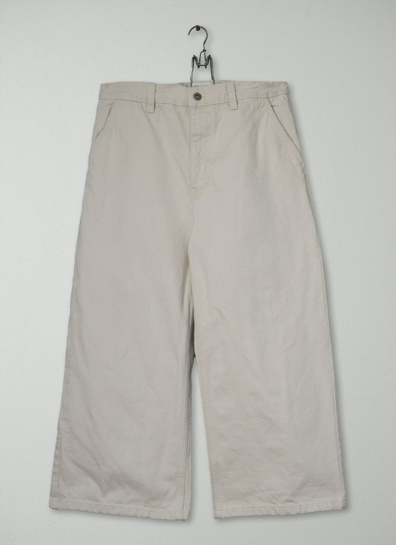 Reworn Relaxed Wode Leg Denim Trousers Size 12 (1594) | Ecru