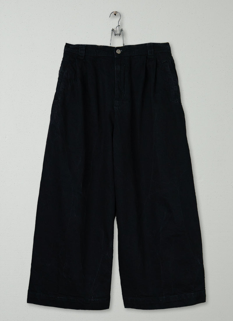 Reworn Denim Pleat Front Trousers Size 10 (1602) | Carbon Black