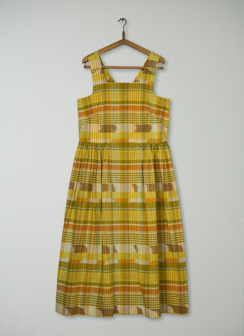 Reworn Rowan Check Cotton Sun Dress Size 12 (2007) | Sunshine Yellow