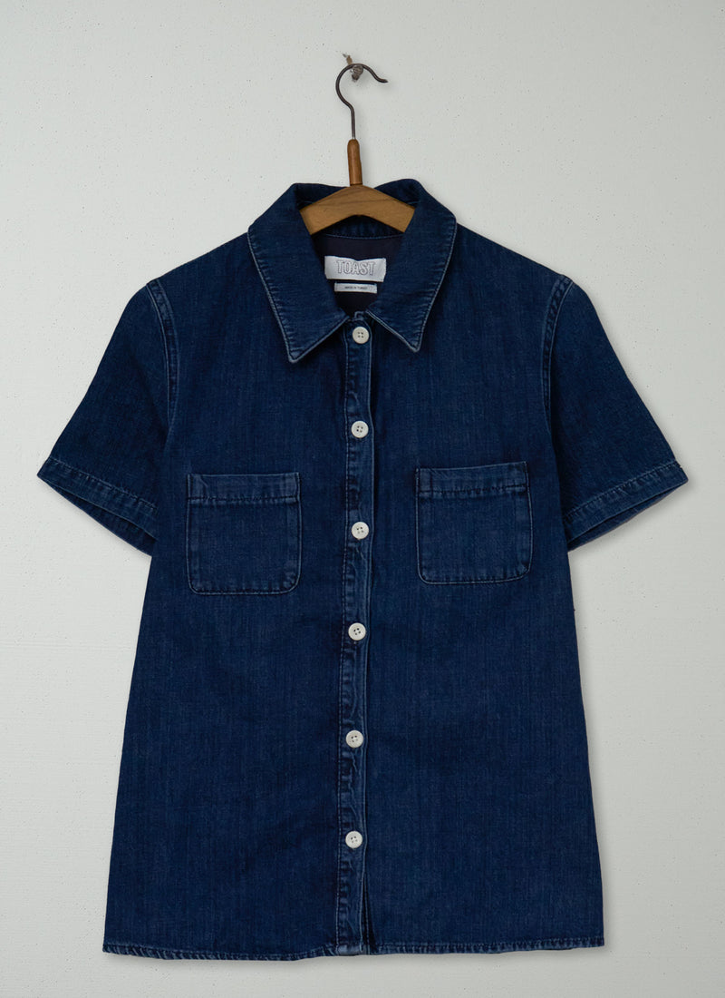Reworn Denim Short Sleeve Shirt Size 6 (1152) | Indigo