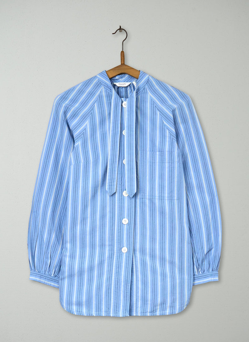Reworn Tie Neck Stripe Shirt Size 6 (767) | Multi