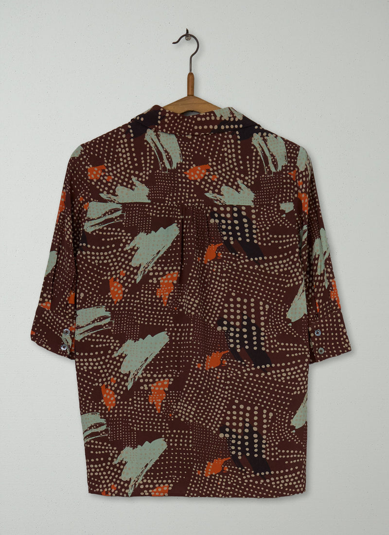 Reworn Abstract Dot Crepe Shirt Size 10 (1168) | Multi