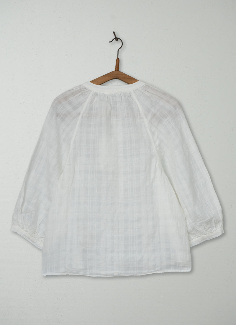 Reworn Cotton Linen Tops Size XXSXS (1159) | White
