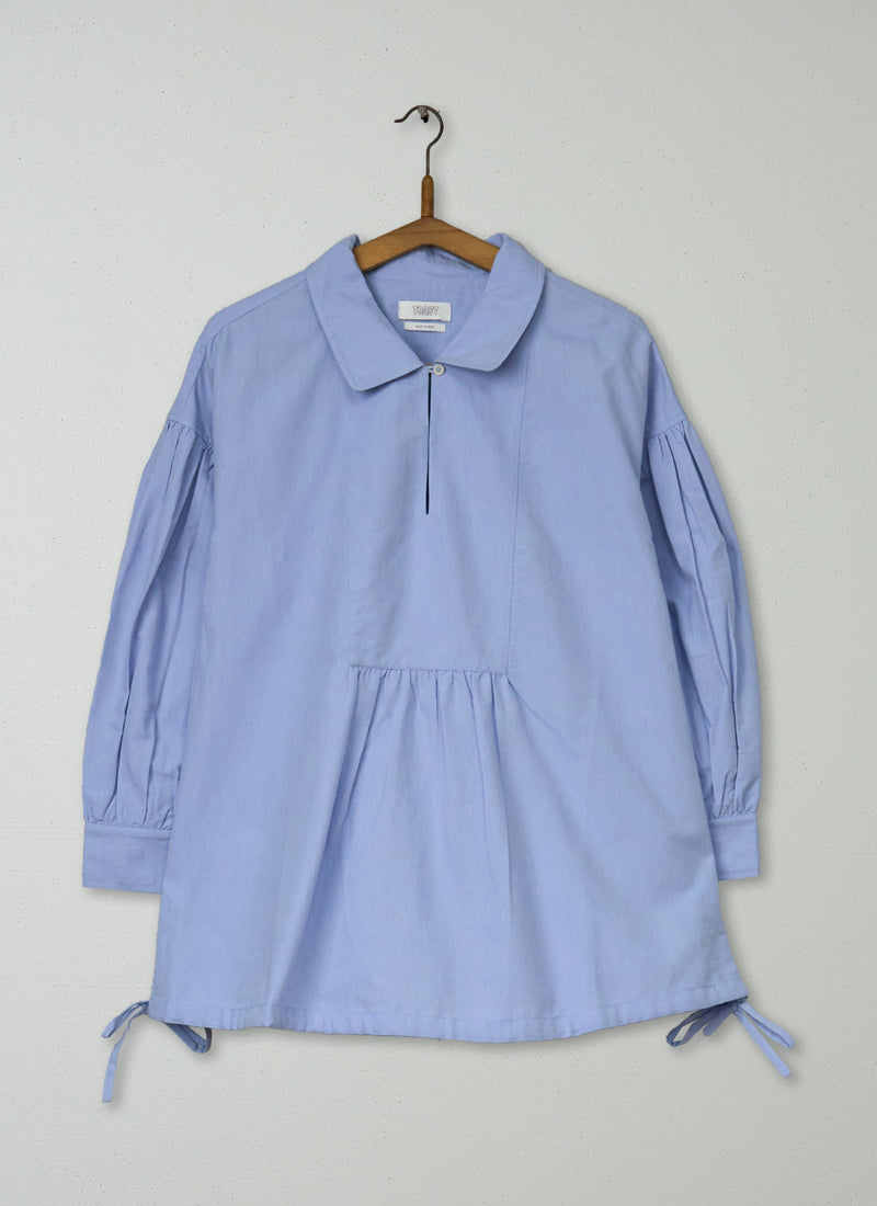 Reworn Gathered Sleeve Cotton Shirt Size XXSXS (993) | Chambray