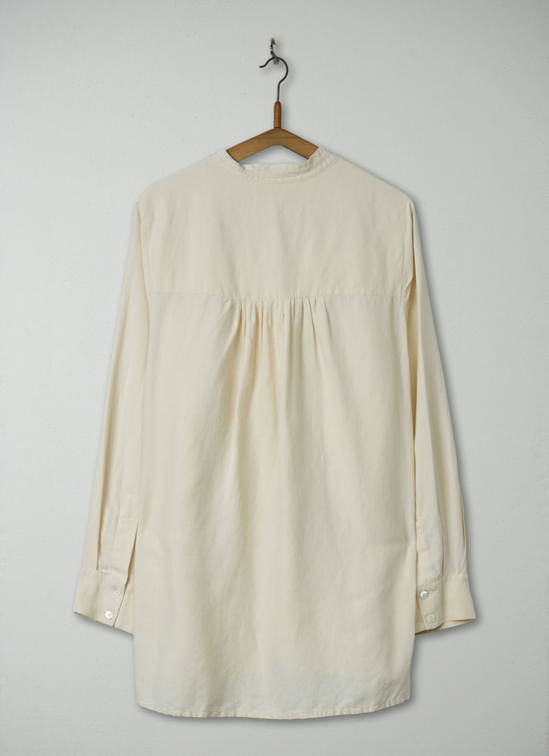 Reworn Tie Neck Silk Shirt Size 4 (1239) | Ecru