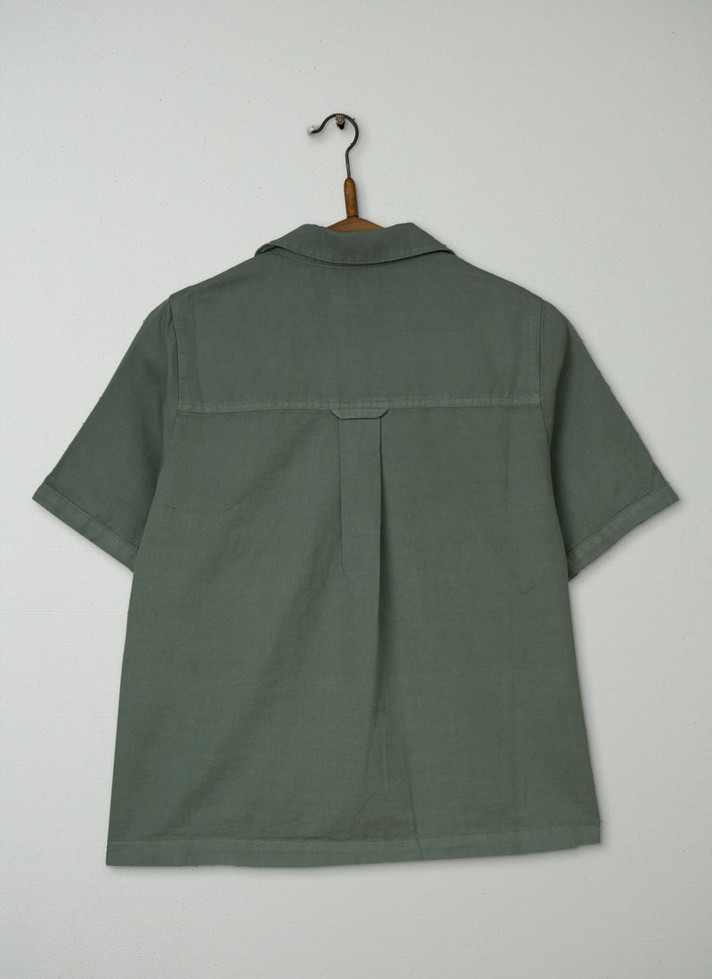 Reworn Cotton Linen Shirt Size 8 (1102) | Sage