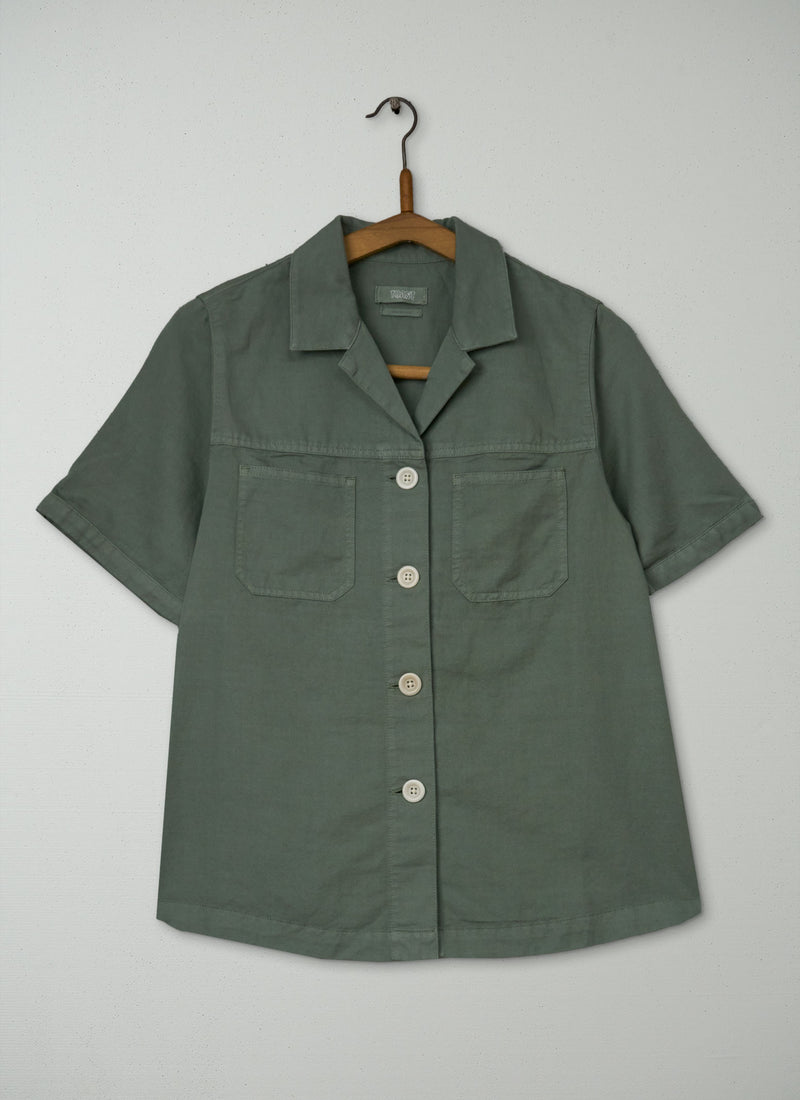 Reworn Cotton Linen Shirt Size 8 (1102) | Sage