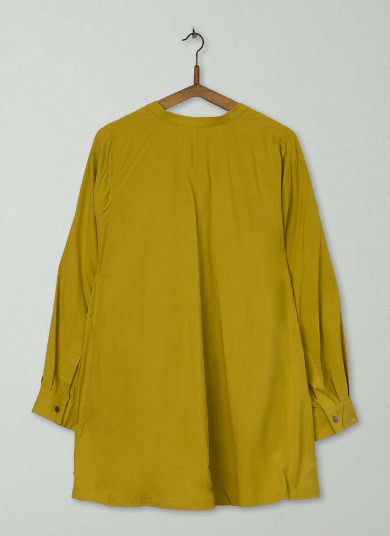Reworn Spun Silk Shirt Size M (1221) | Golden Olive