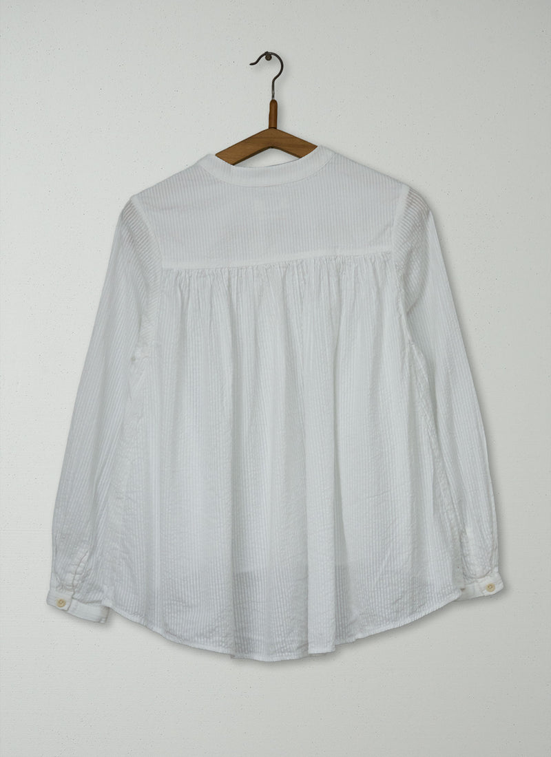 Reworn Seersucker Cotton Shirt Size XXS (1191) | White