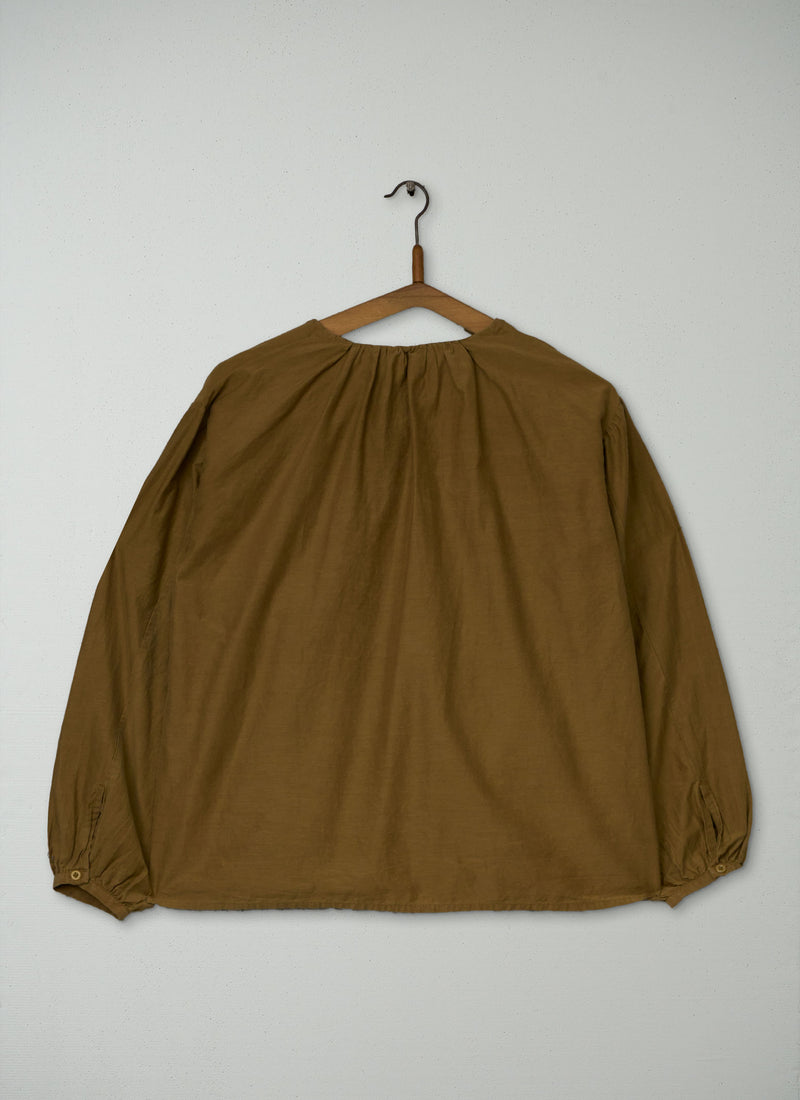 Reworn Gathered Neck Shirt Size L (1177) | Old Gold