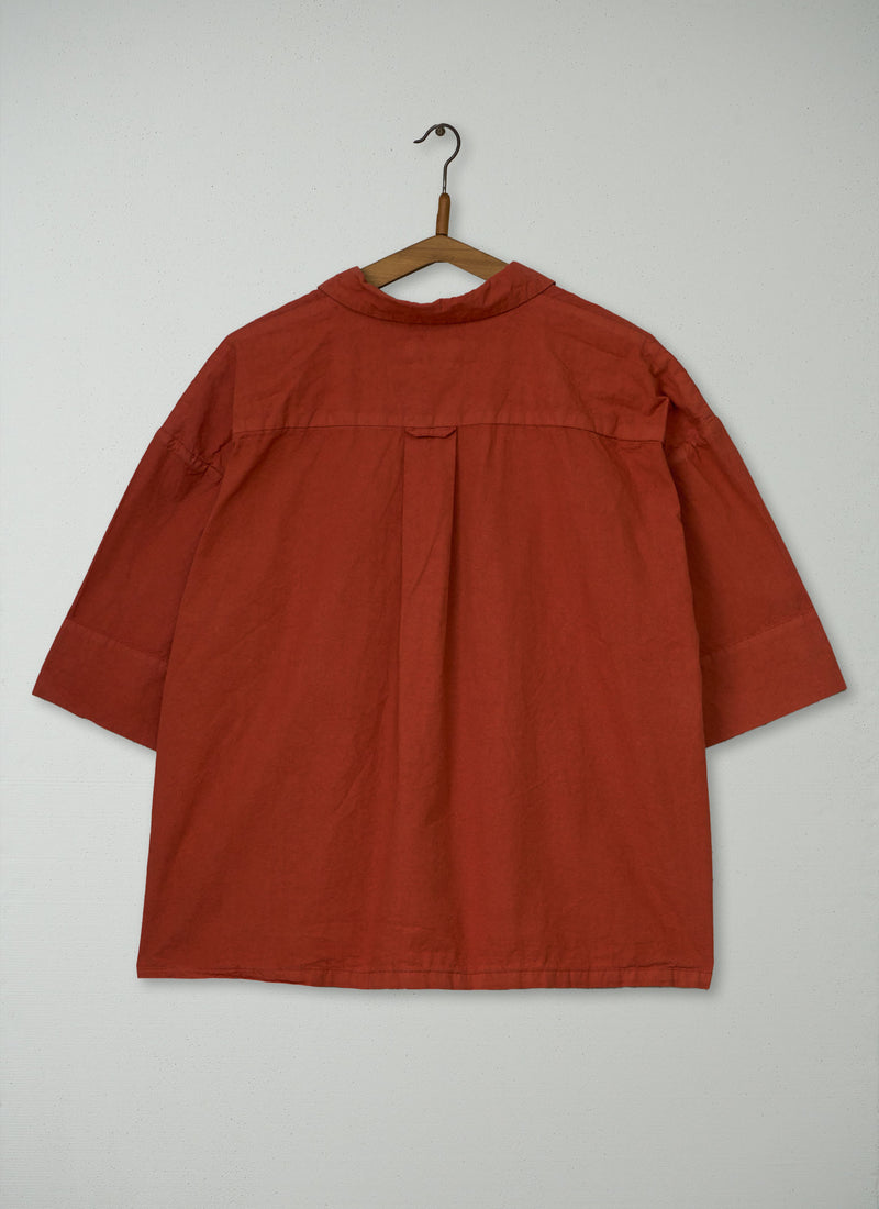Reworn Cotton Linen Shirt Size XL (1201) | Terracotta Red