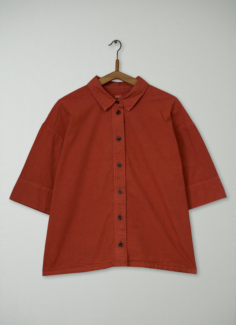 Reworn Cotton Linen Shirt Size XL (1201) | Terracotta Red