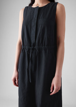Cotton Linen Wide Leg Jumpsuit | Soft Black