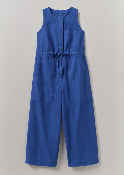 Cotton Linen Wide Leg Jumpsuit Smalt