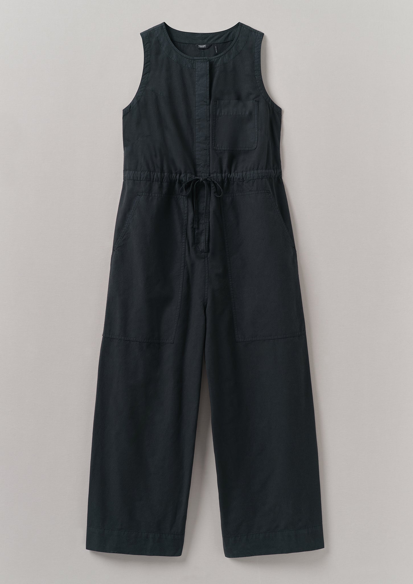 Cotton Linen Wide Leg Jumpsuit | Soft Black