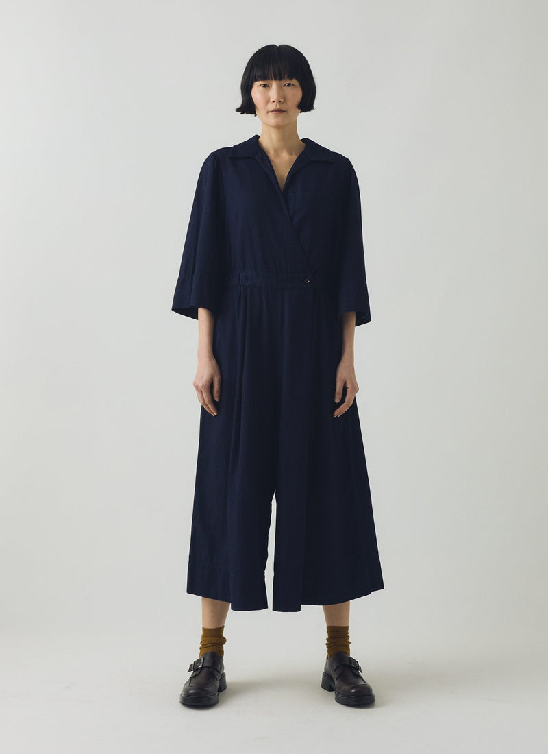 Indigo Twill Culotte Jumpsuit | Indigo