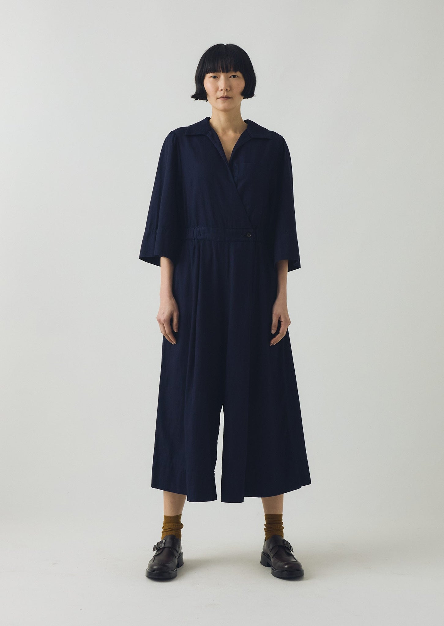 Indigo Twill Culotte Jumpsuit | Indigo