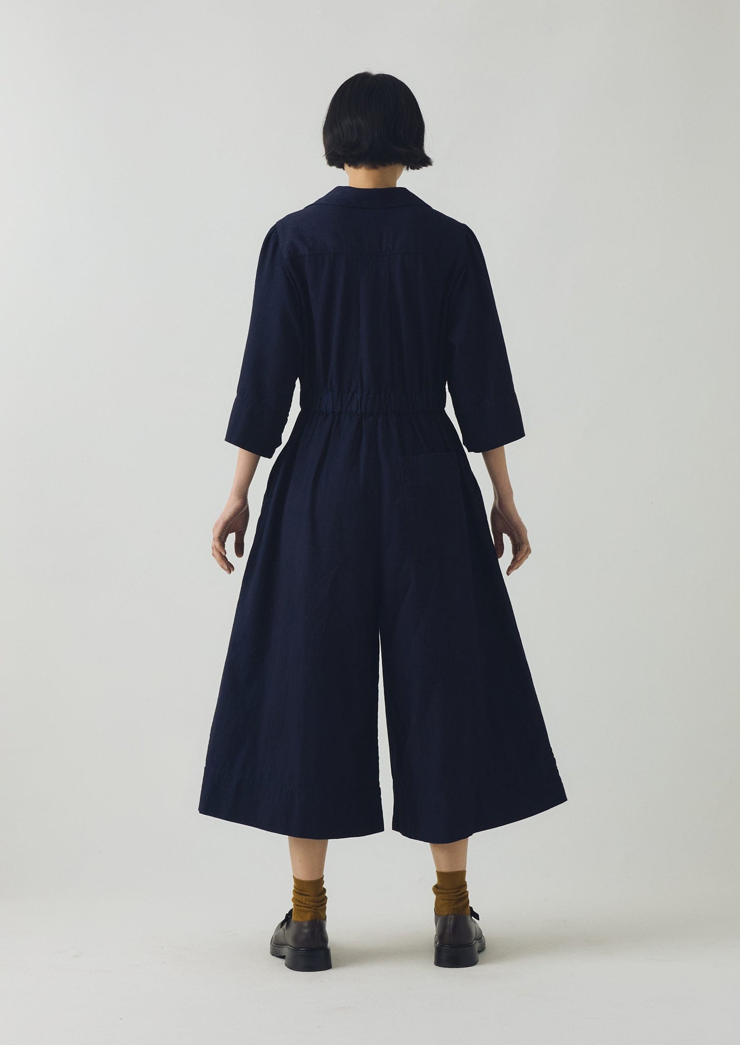 Indigo Twill Culotte Jumpsuit | Indigo