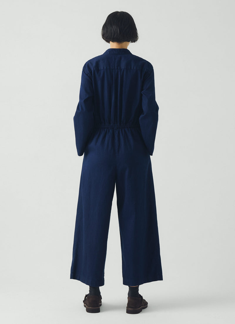 Indigo Cotton Twill Jumpsuit | Indigo