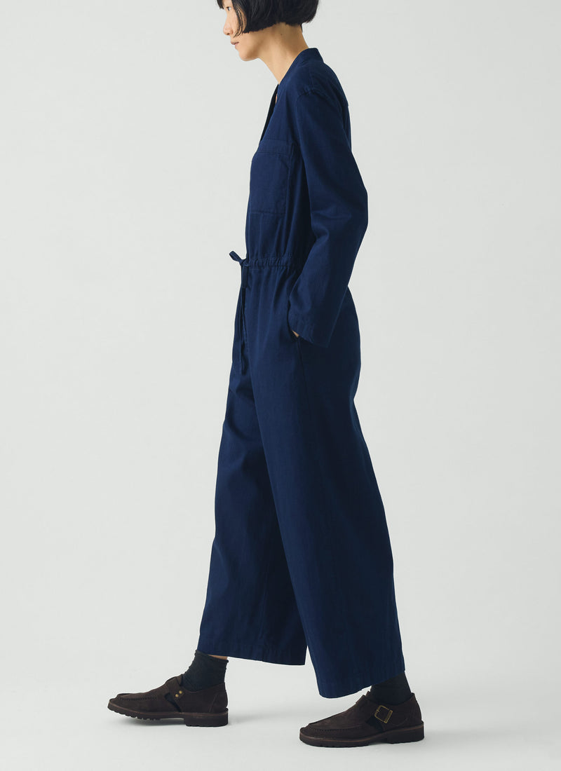 Indigo Cotton Twill Jumpsuit | Indigo