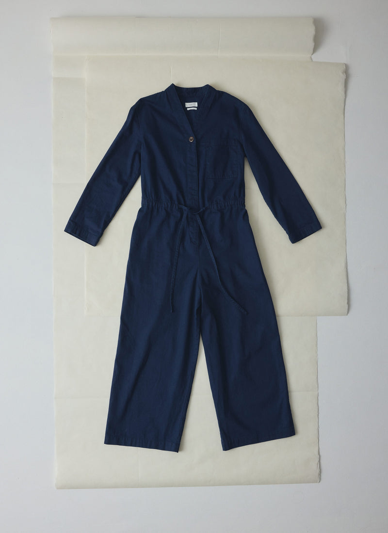 Indigo Cotton Twill Jumpsuit | Indigo