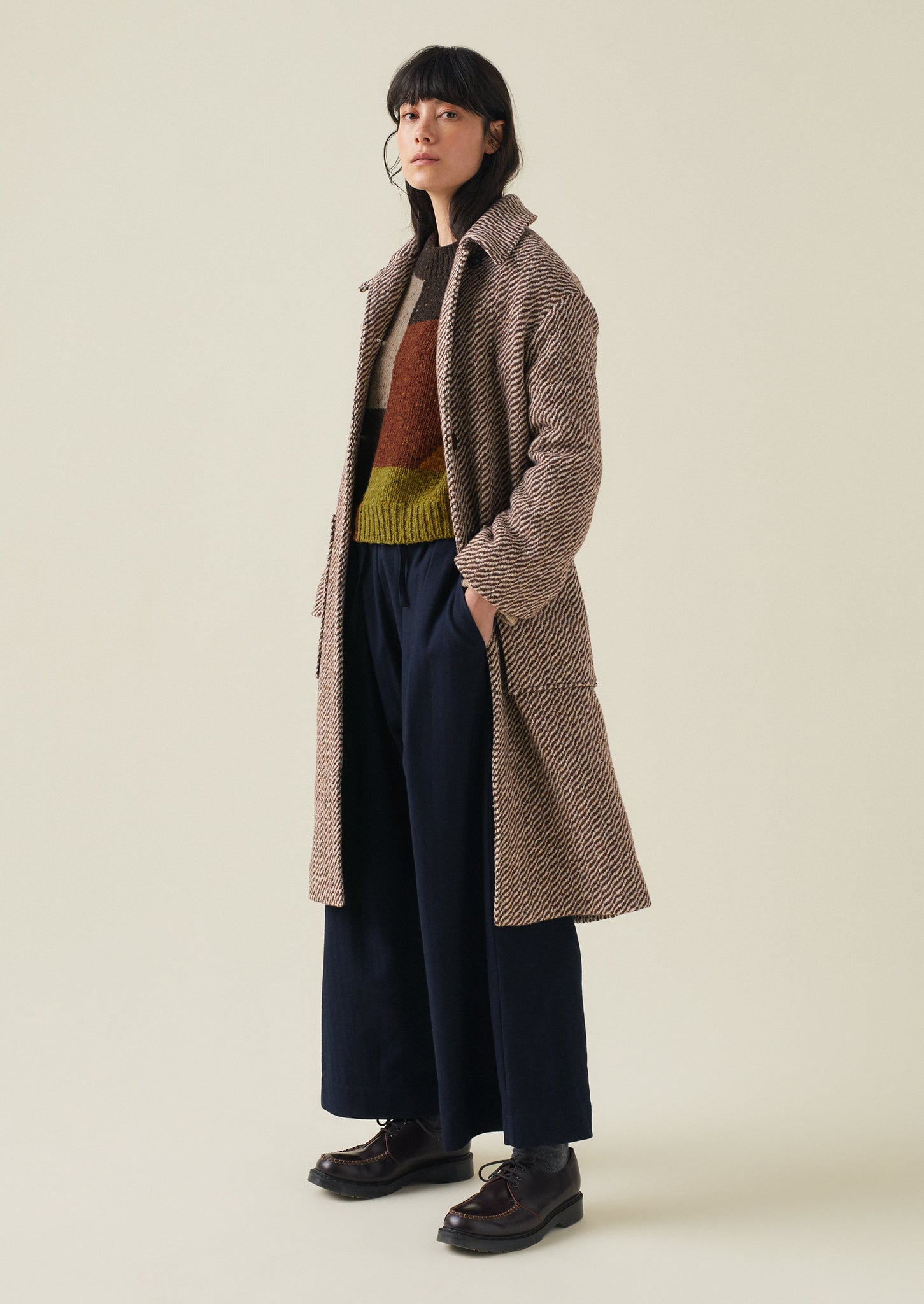 Patch Pocket Twill Coat Brown Ecru TOAST