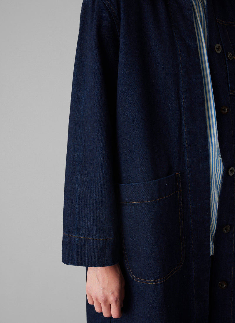 Patch Pocket Japanese Denim Coat | Indigo