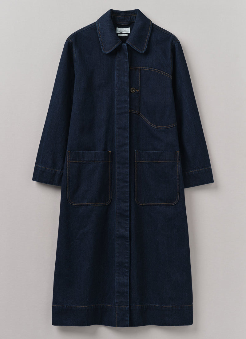 Patch Pocket Japanese Denim Coat | Indigo
