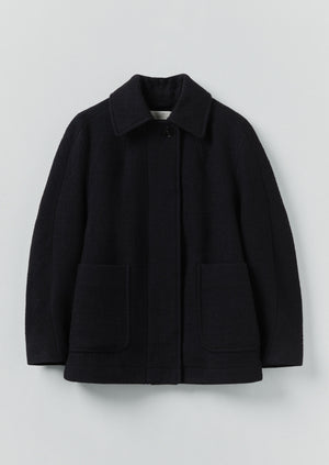 Boiled Wool Textured Short Coat | Indigo | TOAST