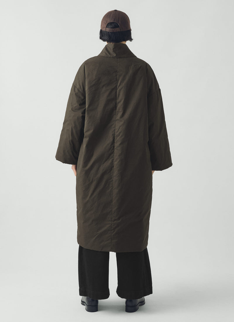 Padded Cotton Wrap Coat | Iron Green