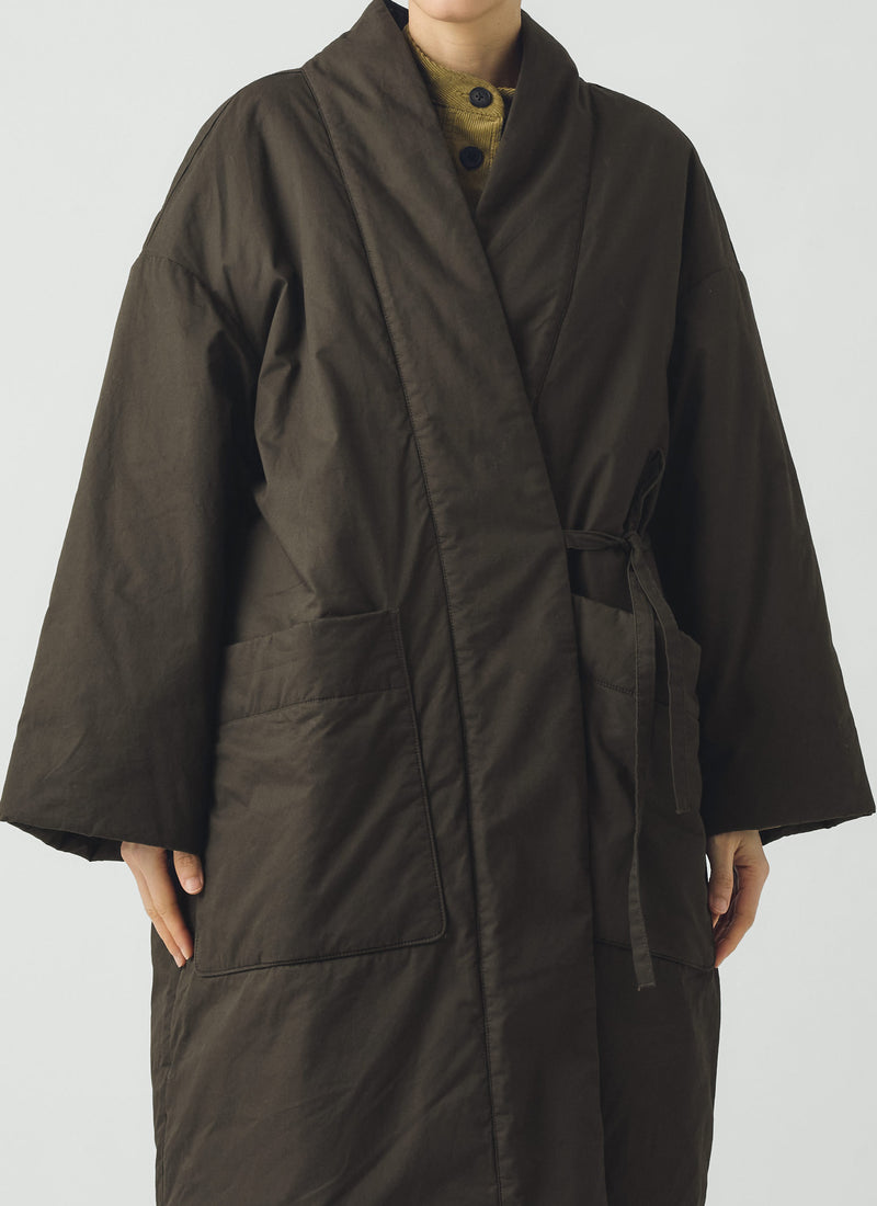 Padded Cotton Wrap Coat | Iron Green