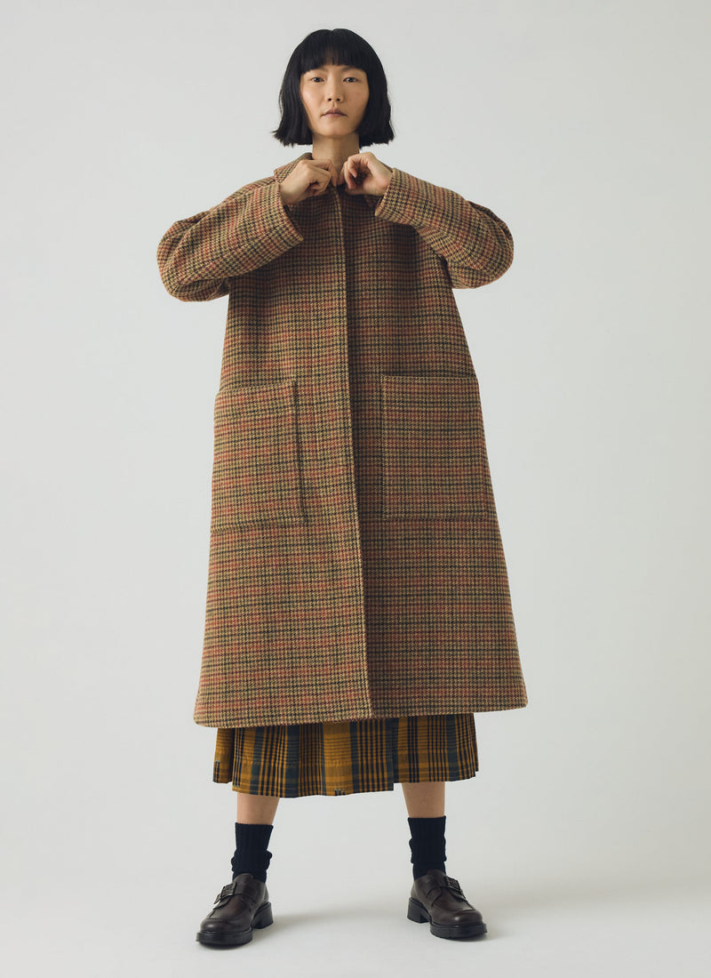 Frankie Vibrant Check Raglan Coat | Umber Multi