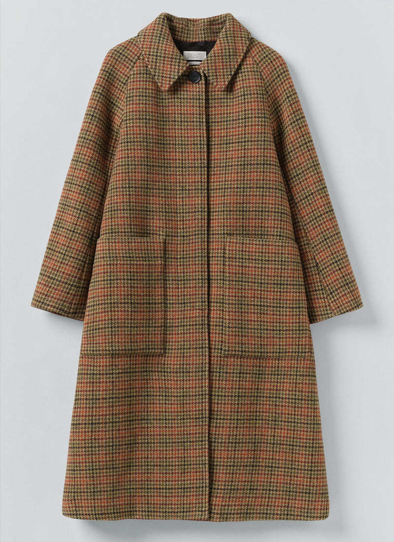 Frankie Vibrant Check Raglan Coat | Umber Multi