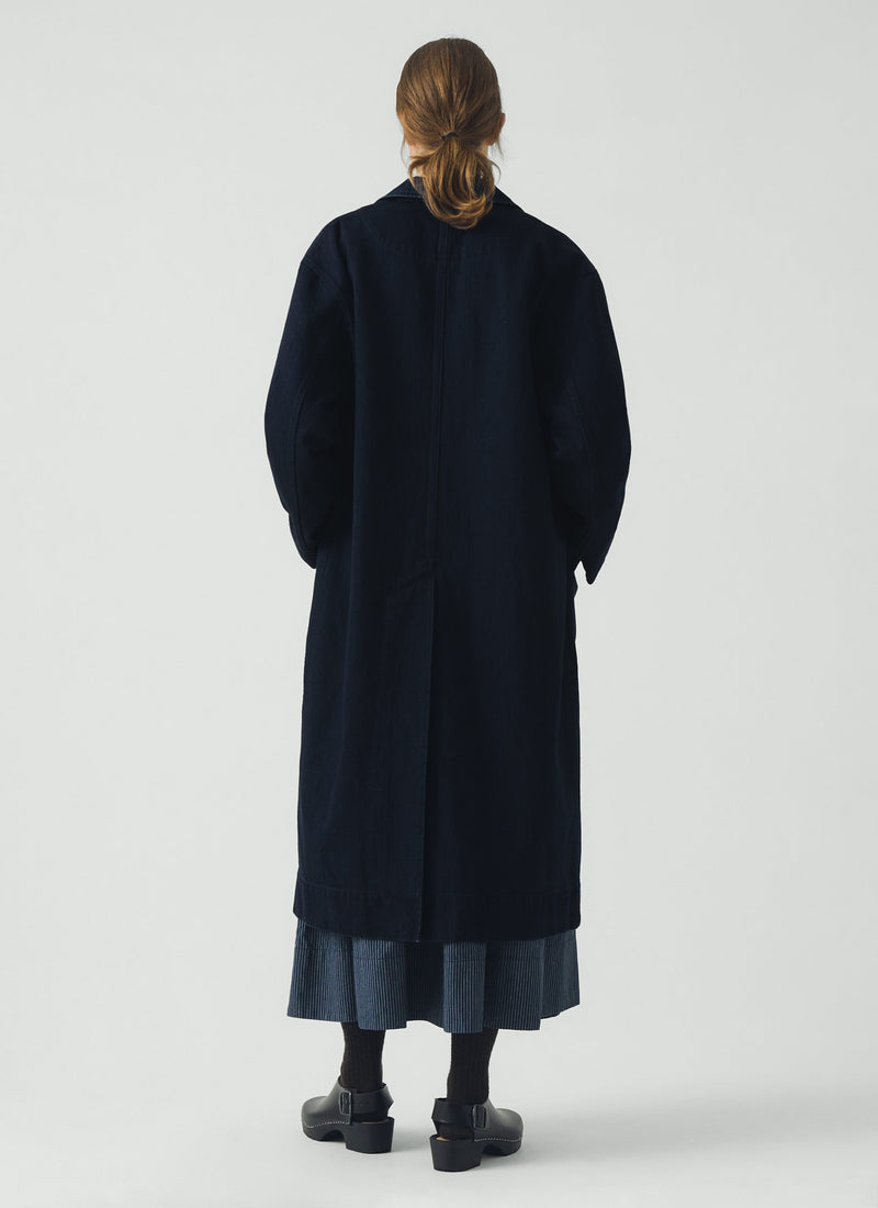 Dropped Shoulder Japanese Denim Coat | Indigo