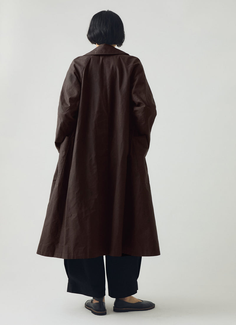 Frankie Waxed Cotton Raglan Coat | Chocolate
