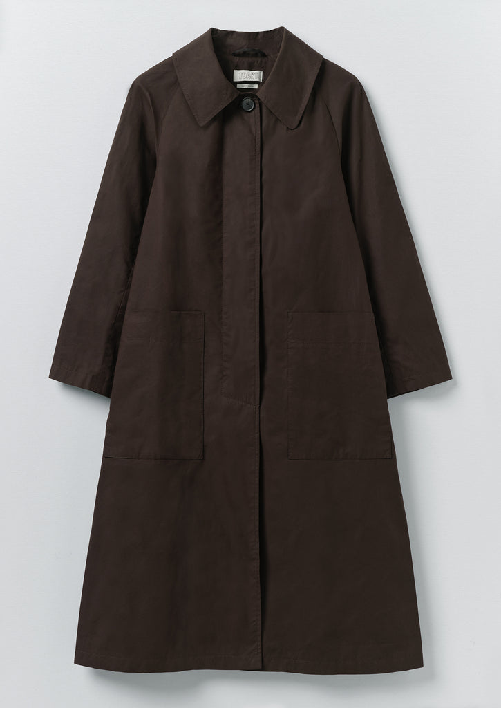 Frankie Waxed Cotton Raglan Coat | Chocolate
