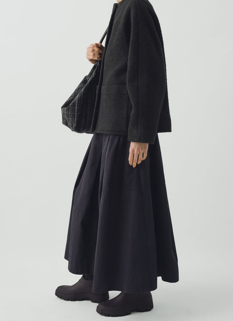 Boiled Wool Short Coat | Dark Olive
