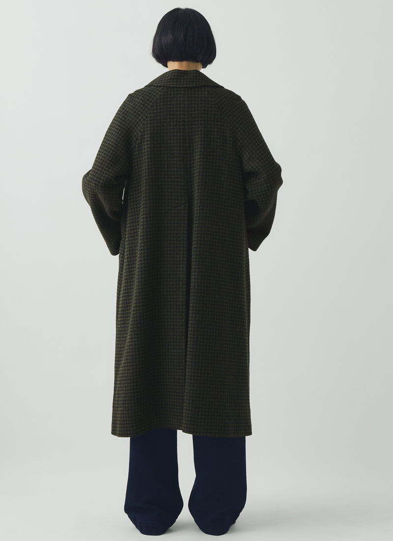 Frankie Check Wool Raglan Coat | Olive/Black