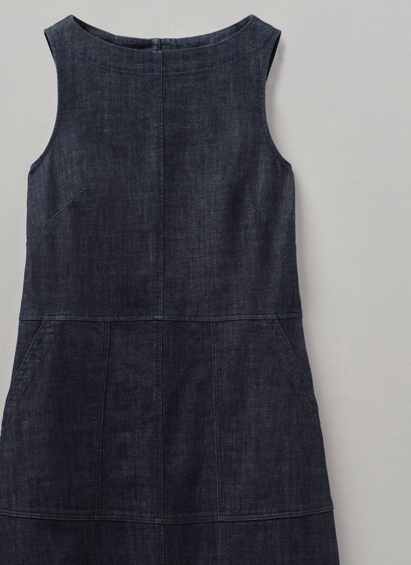 toast denim apron dress Toast Patch Pocket Denim Dungaree Dress