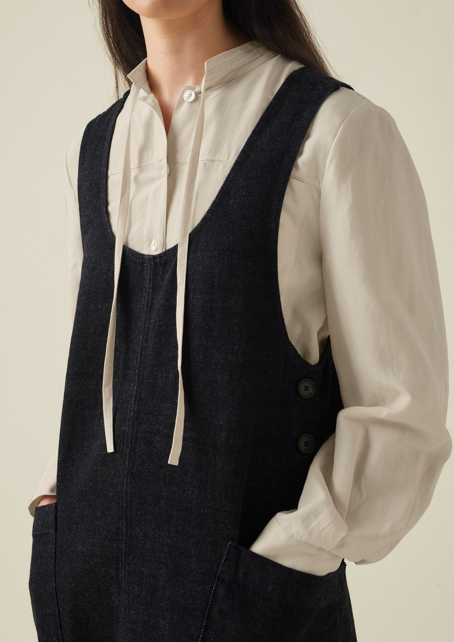 A line best sale denim pinafore dress
