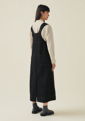 A Line Denim Pinafore Dress | Indigo