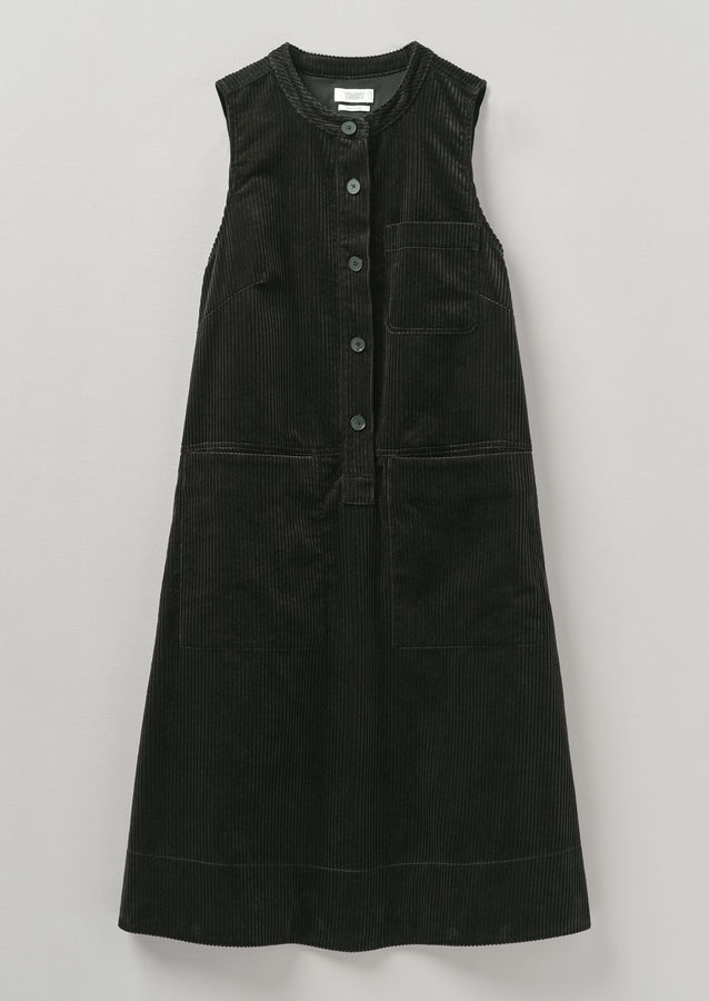Organic Cord Sleeveless Tunic Dress | Brown Slate