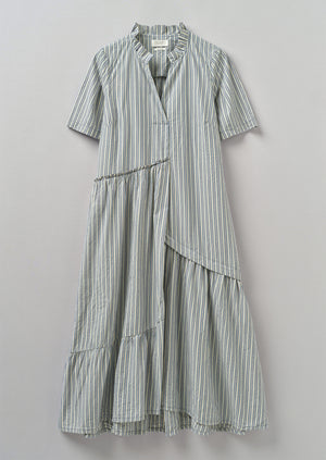 Stripe Organic Crinkle Poplin Dress | Woad