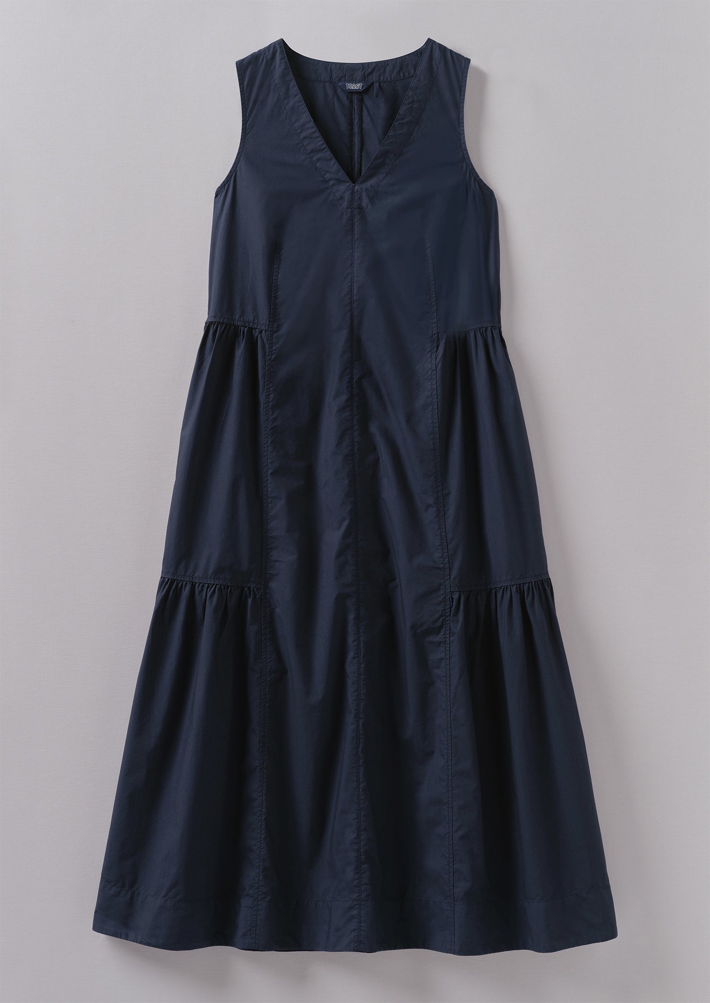 Tiered Cotton Poplin Dress | Liquorice Navy