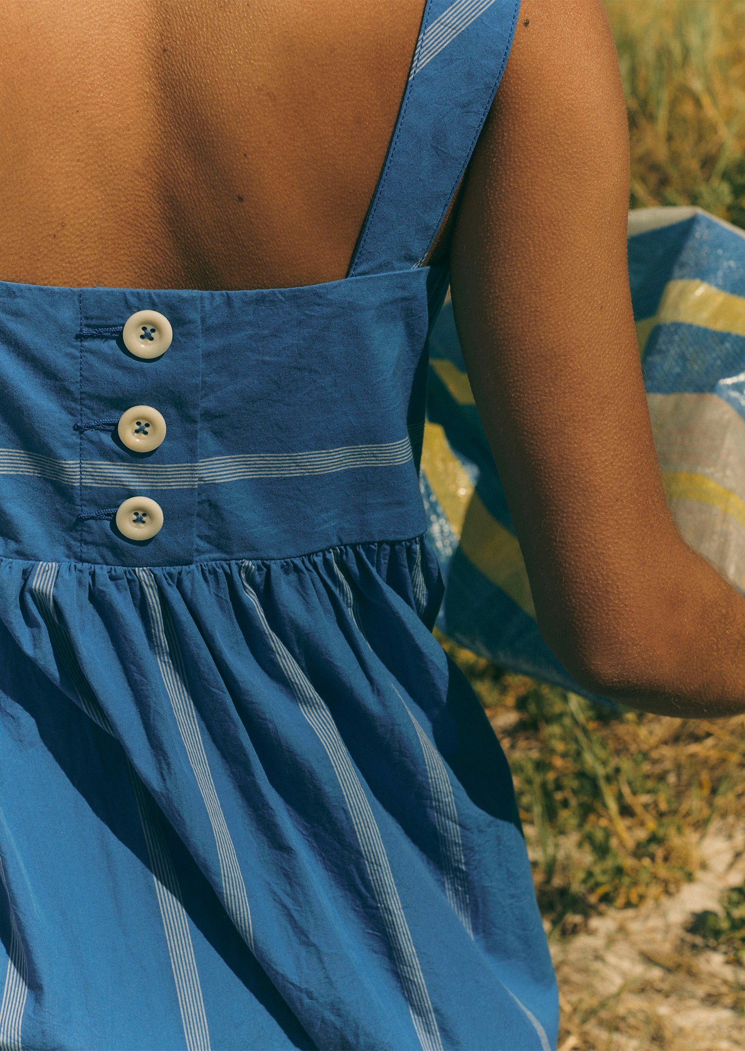 Summer Camp Stripe Poplin Dress | Enamel Blue