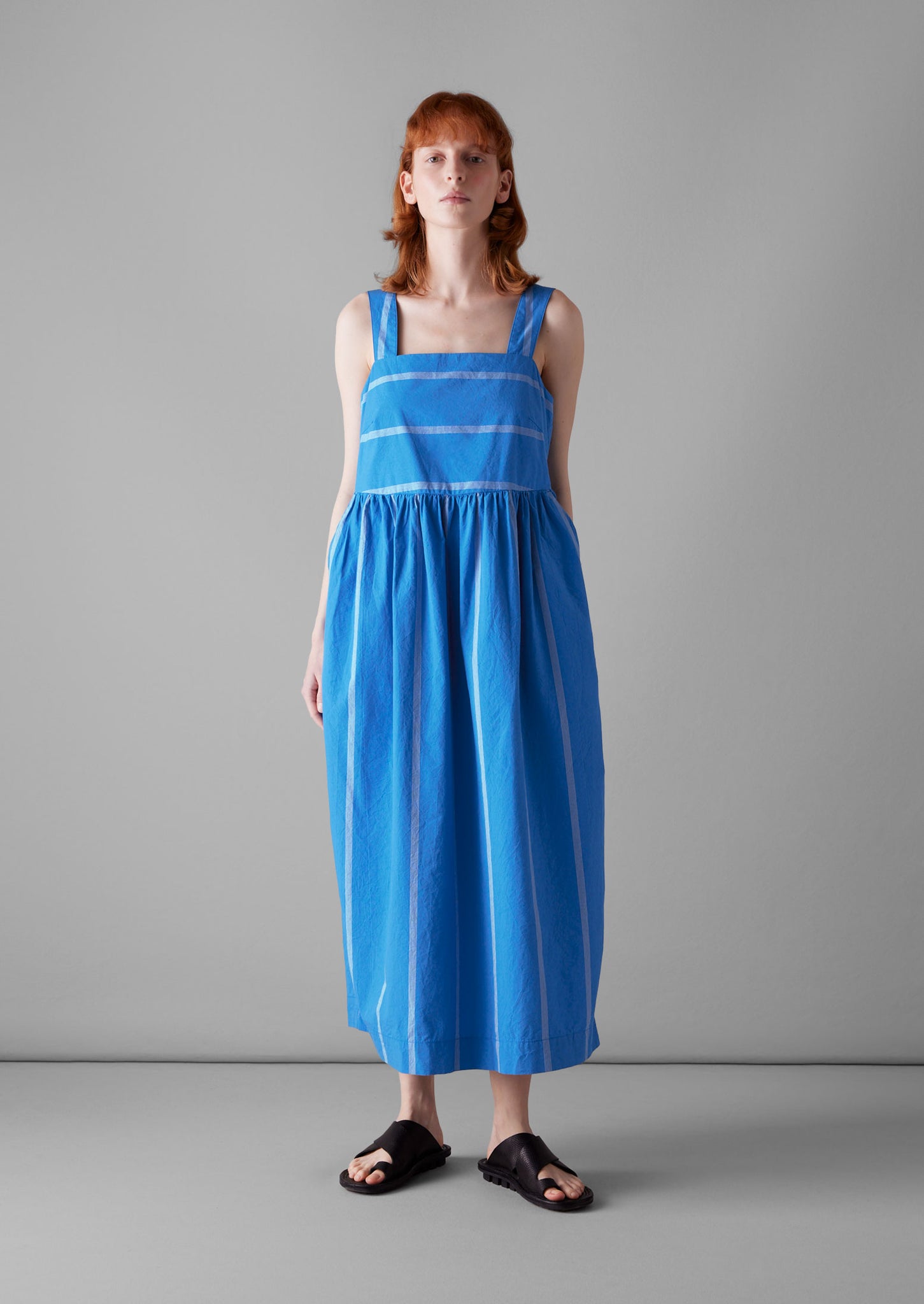 Summer Camp Stripe Poplin Dress | Enamel Blue