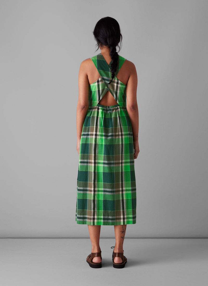 Windbreaker Check Cotton Dress | Wax Green