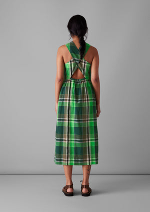 Windbreaker Check Cotton Dress | Wax Green